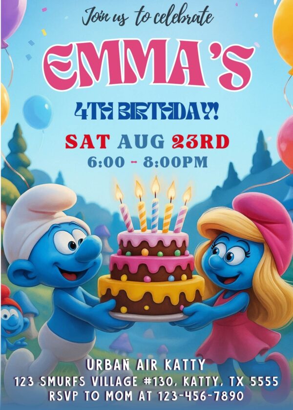 Smurfs 2025 Birthday Invitation