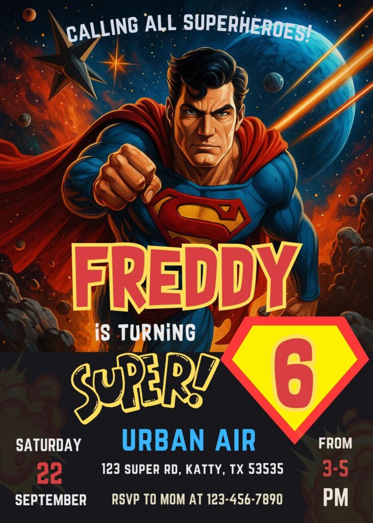 Superman 2025 Birthday Invitation