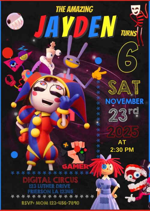 The Amazing Digital Circus Birthday invitation template