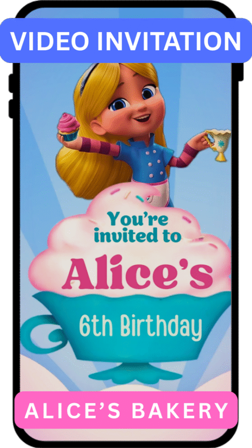 Alice's Bakery birthday video invitation