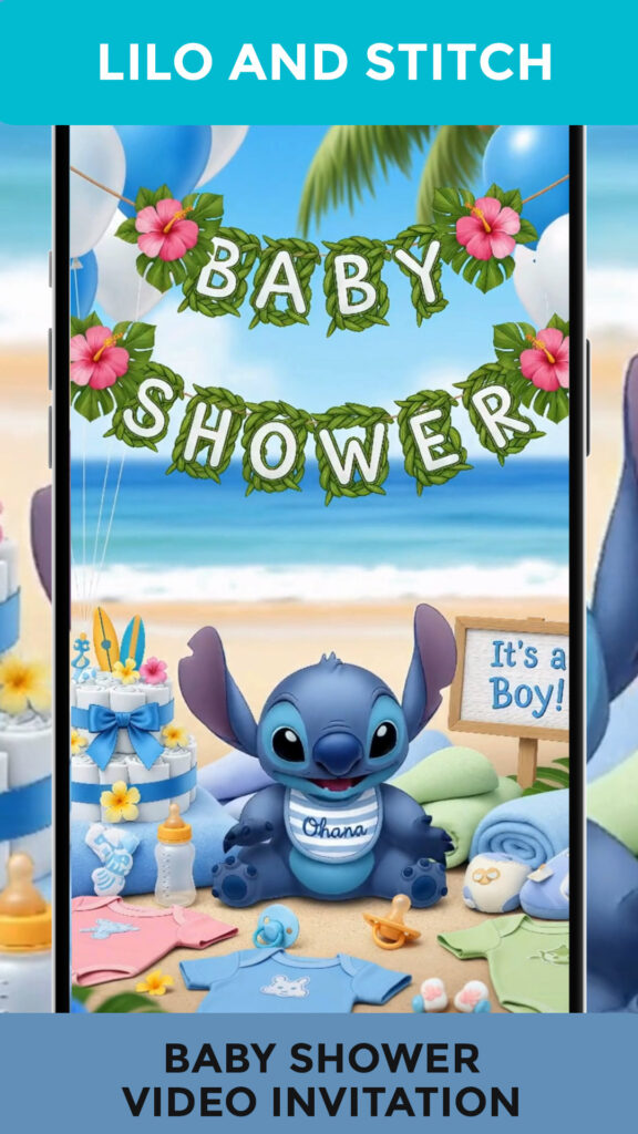 Lilo and stitch baby shower invitation